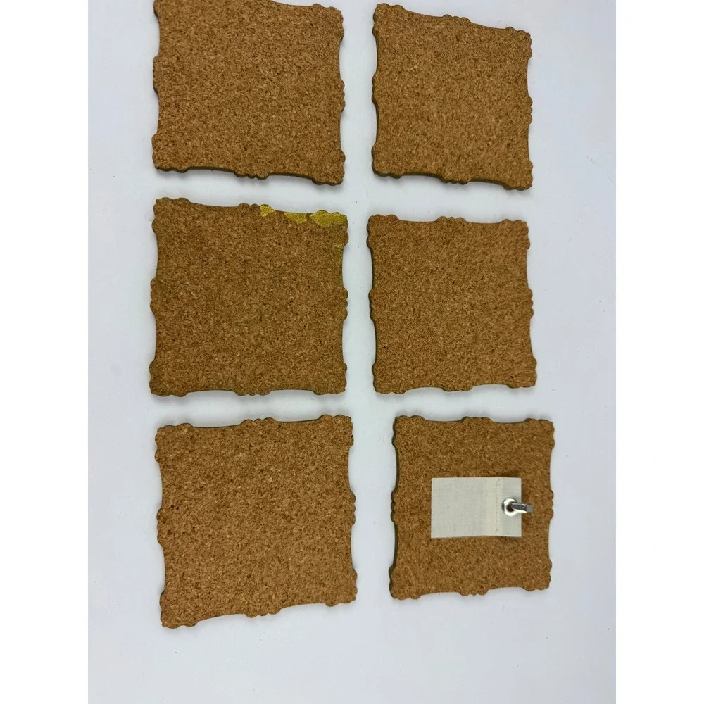 Vintage Carl Spitzweg Art Coasters Set of 6 Cork Back Scalloped Gold Edge 4x4